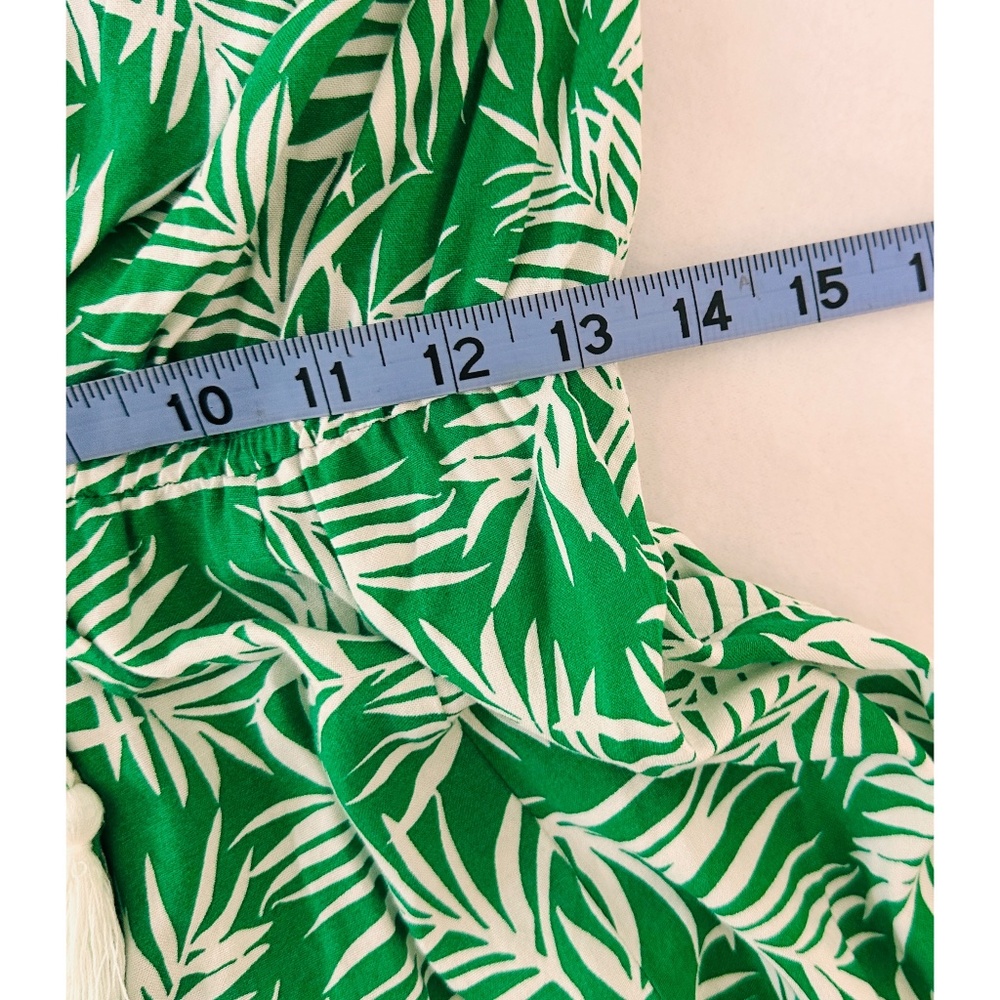 Japna Tropical Green Leaf Print Crop Top Summer Maxi Dress w/ Spilt, M - Picture 10 of 11
